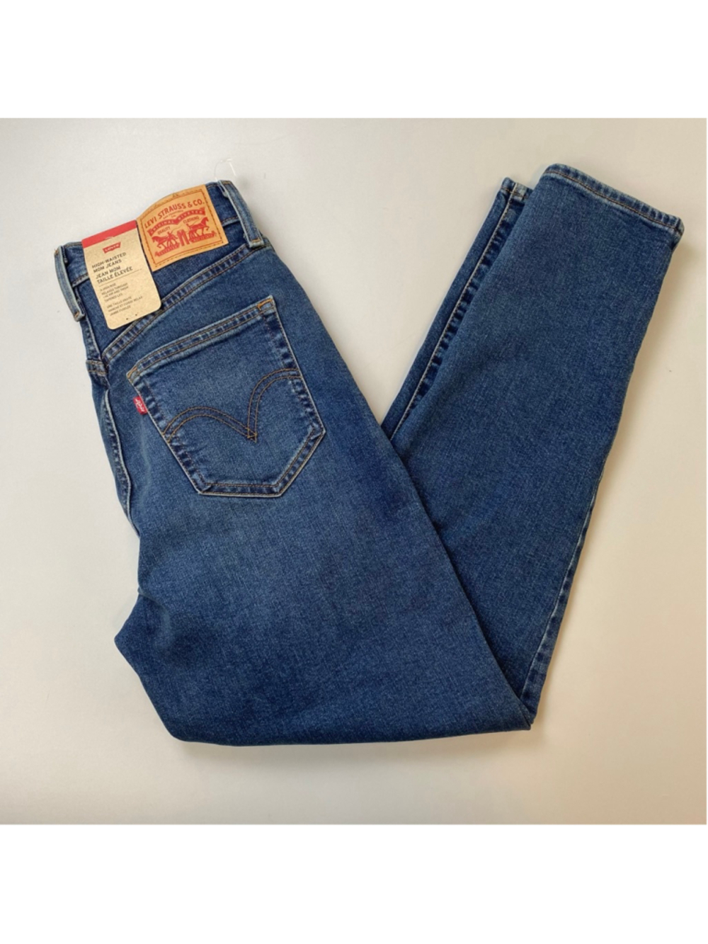 Levi's Mom Jeans 27 x 29 Blue High Rise VSCO Girl Minimalist Taper Classic Cute